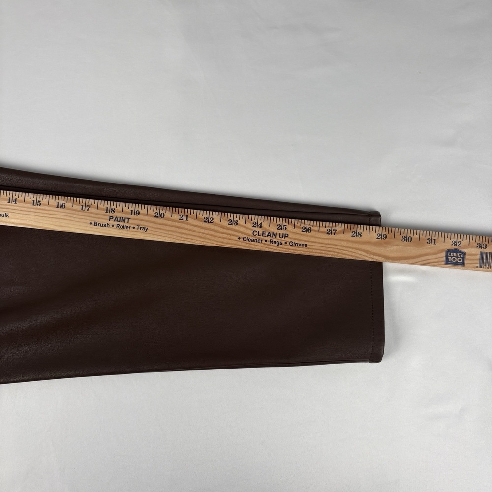 Bar III Edgy Chic Dark Brown | Coffee Faux Leather Button Pants Women Size 8 - Picture 10 of 12